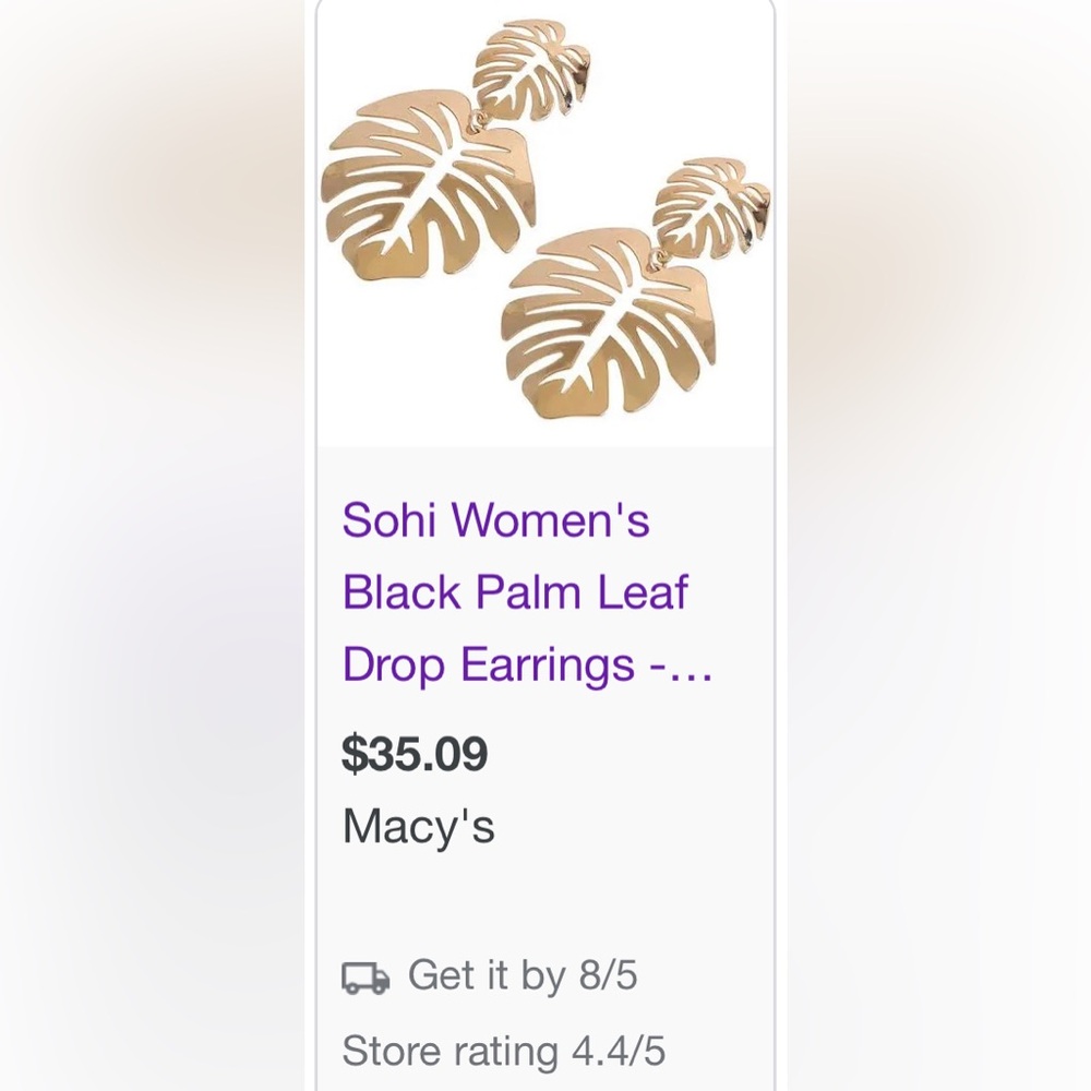 Macys Yellow palm leaf drop earrings